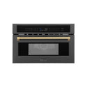 ZLINE Autograph Edition 30 in. 1.6 cu ft. Built-in Convection Microwave Oven in Black Stainless Steel with Champagne Bronze Accents (MWOZ-30-BS-CB) front.