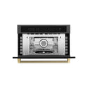 ZLINE Autograph Edition 30 in. 1.6 cu ft. Built-in Convection Microwave Oven in Black Stainless Steel and Champagne Bronze Helix Handle (MWOZ-30-BS-KCB)