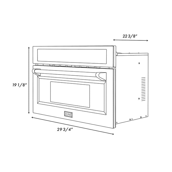 ZLINE Autograph Edition 30 in. 1.6 cu. ft. Built-in Convection Microwave Oven in Stainless Steel and Champagne Bronze Accents (MWOZ-30-CB)