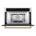 ZLINE Autograph Edition 30 in. 1.6 cu ft. Built-in Convection Microwave Oven in Stainless Steel and Polished Gold Helix Handle (MWOZ-30-KG)