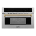 ZLINE Autograph Edition 30 in. 1.6 cu ft. Built-in Convection Microwave Oven in Satin Stainless Steel and Champagne Bronze Accents (MWOZ-30-SS-CB)
