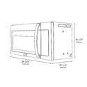 ZLINE Stainless Steel Over the Range Convection Microwave Oven with Modern Handle (MWO-OTR-30) dimensional diagram with measurements.