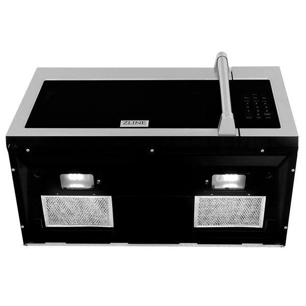ZLINE 30" 1.5 cu. ft. Over the Range Microwave in Stainless Steel with Traditional Handle and Set of 2 Charcoal Filters (MWO-OTRCFH-30)