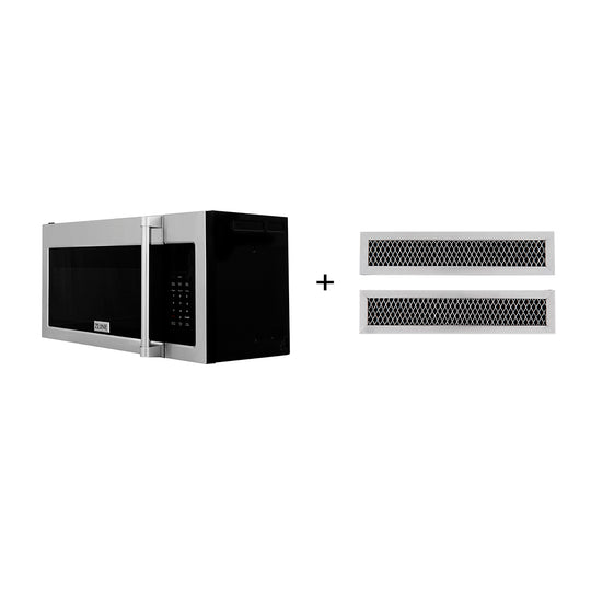 ZLINE 30" 1.5 cu. ft. Over the Range Microwave in Stainless Steel with Traditional Handle and Set of 2 Charcoal Filters (MWO-OTRCFH-30)