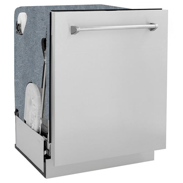 ZLINE 24 in. Monument Series 3rd Rack Dishwasher with Auto Door Open Drying, 44dBa, Stainless Steel Panel (DWMT-304-24)