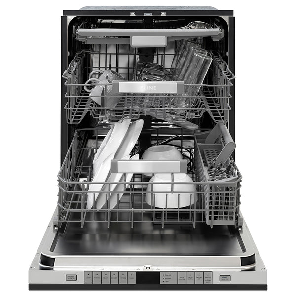 ZLINE 24 in. Monument Series 3rd Rack Dishwasher with Auto Door Open Drying, 44dBa, Black Matte Panel (DWMT-BLM-24)