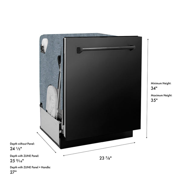 ZLINE 24 in. Monument Series 3rd Rack Dishwasher with Auto Door Open Drying, 44dBa, Black Stainless Steel Panel (DWMT-BS-24)