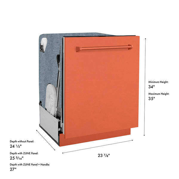 ZLINE 24 in. Monument Series 3rd Rack Dishwasher with Auto Door Open Drying, 44dBa, Copper Panel (DWMT-C-24)
