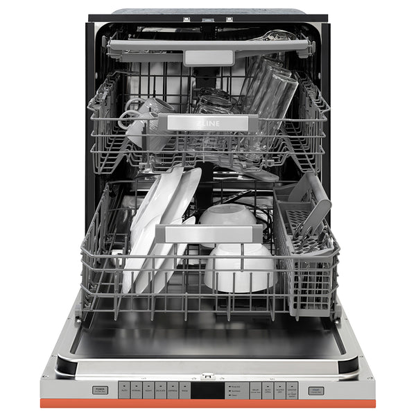 ZLINE 24 in. Monument Series 3rd Rack Dishwasher with Auto Door Open Drying, 44dBa, Copper Panel (DWMT-C-24)