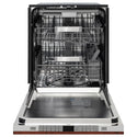ZLINE 24 in. Monument Series 3rd Rack Dishwasher with Auto Door Open Drying, 44dBa, Hand Hammered Copper Panel (DWMT-HH-24)