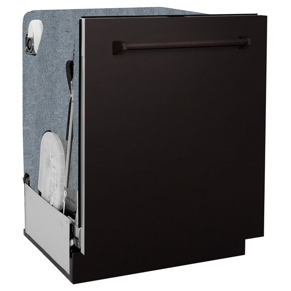 ZLINE 24 in. Monument Series 3rd Rack Dishwasher with Auto Door Open Drying, 44dBa, Oil Rubbed Bronze Panel (DWMT-ORB-24)