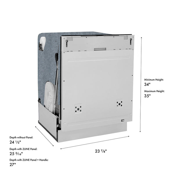 ZLINE Autograph Edition 24 in. Monument Series 3rd Rack Dishwasher with Auto Door Open Drying, 44dBa, Panel Ready with Champagne Bronze Handle (DWMTZ-24-CB)