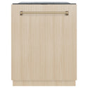 ZLINE Autograph Edition 24 in. Monument Series 3rd Rack Dishwasher with Auto Door Open Drying, 44dBa, Panel Ready with Champagne Bronze Handle (DWMTZ-24-CB)