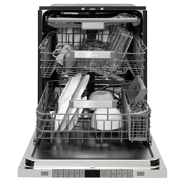 ZLINE Autograph Edition 24 in. Monument Series 3rd Rack Dishwasher with Auto Door Open Drying, 44dBa, Panel Ready with Champagne Bronze Handle (DWMTZ-24-CB)