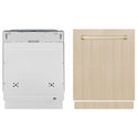 ZLINE Autograph Edition 24 in. Monument Series 3rd Rack Dishwasher with Auto Door Open Drying, 44dBa, Panel Ready with Polished Gold Handle (DWMTZ-24-G)