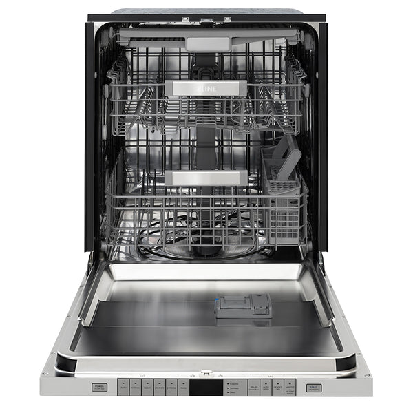 ZLINE Autograph Edition 24 in. Monument Series 3rd Rack Dishwasher with Auto Door Open Drying, 44dBa, Panel Ready with Polished Gold Handle (DWMTZ-24-G)