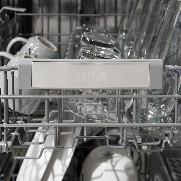 ZLINE Autograph Edition 24 in. Monument Series 3rd Rack Dishwasher with Auto Door Open Drying, 44dBa, Stainless Steel Panel with Champagne Bronze Handle (DWMTZ-304-24-CB)