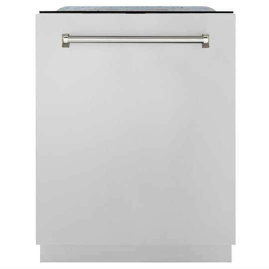 ZLINE Autograph Edition 24 in. Monument Series 3rd Rack Dishwasher with Auto Door Open Drying, 44dBa, Stainless Steel Panel with Polished Gold Helix Handle (DWMTZ-30424-KG)