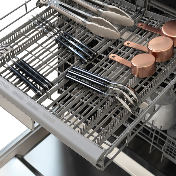 ZLINE Autograph Edition 24 in. Monument Series 3rd Rack Dishwasher with Auto Door Open Drying, 44dBa, Black Matte Panel with Champagne Bronze Handle (DWMTZ-BLM-24-CB)