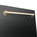 ZLINE Autograph Edition 24 in. Monument Series 3rd Rack Dishwasher with Auto Door Open Drying, 44dBa, Black Stainless Steel Panel with Polished Gold Handle (DWMTZ-BS-24-G)