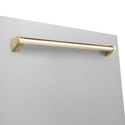 ZLINE Autograph Edition 24 in. Monument Series 3rd Rack Dishwasher with Auto Door Open Drying, 44dBa, Satin Stainless Steel Panel with Polished Gold Handle (DWMTZ-SN-24-G)