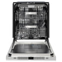 ZLINE Autograph Edition 24 in. Monument Series 3rd Rack Dishwasher with Auto Door Open Drying, 44dBa, Satin Stainless Steel Panel with Polished Gold Handle (DWMTZ-SN-24-G)