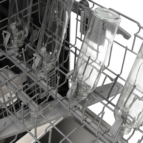 ZLINE Autograph Edition 24 in. Monument Series 3rd Rack Dishwasher with Auto Door Open Drying, 44dBa, White Matte Panel with Champagne Bronze Handle (DWMTZ-WM-24-CB)