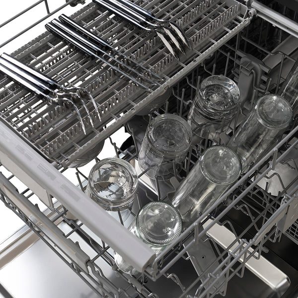 ZLINE Autograph Edition 24 in. Monument Series 3rd Rack Dishwasher with Auto Door Open Drying, 44dBa, White Matte Panel with Matte Black Handle (DWMTZ-WM-24-MB)