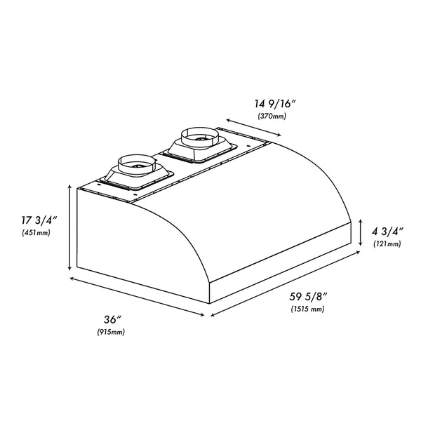 ZLINE 60 in. Under Cabinet Outdoor Grill Hood (GOU2-60)