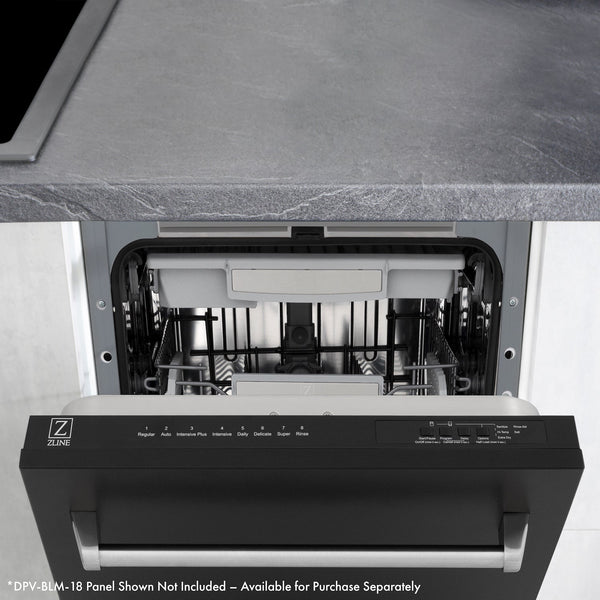 ZLINE 18 in. Tallac Series 3rd Rack Top Control Dishwasher in Custom Panel Ready with Stainless Steel Tub, 51dBa (DWV-18)-Dishwashers-DWV-18 ZLINE Kitchen and Bath