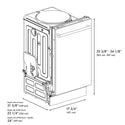 ZLINE 24 in. Top Control Dishwasher with Black Matte Panel and Modern Style Handle, 52dBa (DW-BLM-H-24) dimensional diagram with measurements.