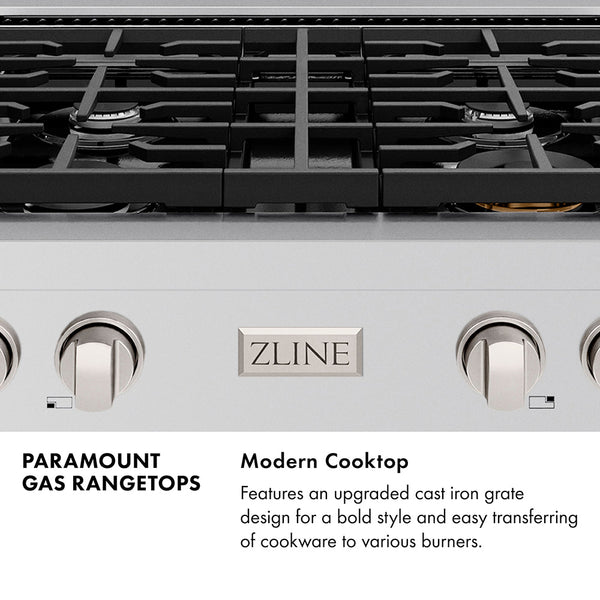 ZLINE Autograph Edition 48 in. Paramount Gas Rangetop with 8 Burner DuoPro™ Cooktop in Stainless Steel and Champagne Bronze Accents (PSRTZ-48-CB)