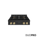 ZLINE Autograph Edition 30 in. Paramount Gas Rangetop with 4 Burner DuoPro™ Cooktop in Black Stainless Steel and Champagne Bronze Accents (PSRTBZ-30-CB)