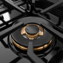 ZLINE Autograph Edition 30 in. Paramount Gas Rangetop with 4 Burner DuoPro™ Cooktop in Black Stainless Steel and Polished Gold Accents (PSRTBZ-30-G)