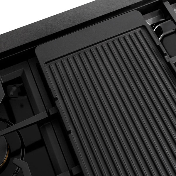 ZLINE Designer Collection 48 in. Paramount Gas Rangetop with 8 Burners in Black Satin Stainless Steel with Matte Black and Champagne Bronze Accents (SRTBSZ-48-MBCB)