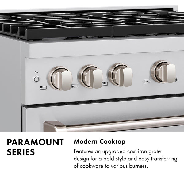 ZLINE Autograph Edition 48 in. 6.7 cu. ft. Paramount Dual Fuel Range with 8 Burner DuoPro™ Cooktop and Dual Ovens in Stainless Steel with Polished Gold Helix Handles and Accents (PSDRZ-48-KG)