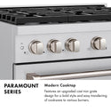 ZLINE Autograph Edition 30 in. 4.2 cu. ft. Paramount Gas Range with 4 Burner DuoPro™ Cooktop and Convection Gas Oven in Black Stainless Steel and Champagne Bronze Accents (PSGRBZ-30-CB)