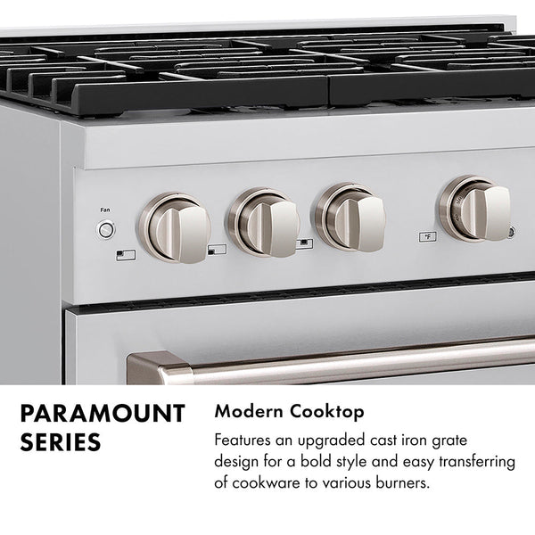ZLINE 30 in. 4.2 cu. ft. Paramount Gas Range with 4 Burner DuoPro™ Cooktop and Convection Gas Oven in Satin Stainless Steel with White Matte Door (PSGRS-WM-30)