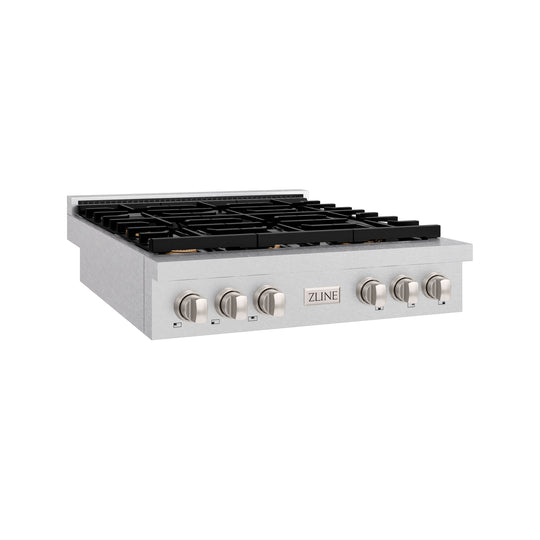 ZLINE 36 in. Paramount Gas Rangetop with 6 Brass Burners and Porcelain Cooktop in Satin Stainless Steel (SRTS-BR-36)