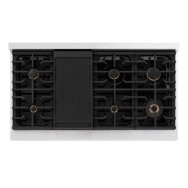ZLINE 48 in. Paramount Gas Rangetop with 8 Brass Burners and Porcelain Cooktop in Satin Stainless Steel (SRTS-BR-48)
