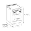 ZLINE 24 in. 3.2 cu. ft. Paramount Induction Range with 3 Element Cooktop and Electric Convection Oven in Satin Stainless Steel with Black Matte Door (SINRS-BLM-24)