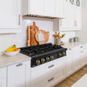ZLINE Autograph Edition 36 in. Legacy Gas Rangetop with 6 Burners and Porcelain Cooktop in Black Stainless Steel with Champagne Bronze Accents (RTBZ-36-CB)