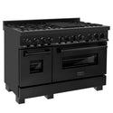 ZLINE 48 in. 6.0 cu. ft. Legacy Dual Fuel Range with 7 Burner Gas Cooktop and 2 Electric Ovens in Black Stainless Steel (RAB-48)