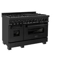 ZLINE 48 in. 6.0 cu. ft. Legacy Dual Fuel Range with 7 Burner Gas Cooktop and 2 Electric Ovens in Black Stainless Steel (RAB-48)