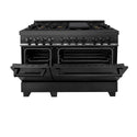 ZLINE 48 in. 6.0 cu. ft. Legacy Dual Fuel Range with Gas Cooktop and 2 Electric Ovens in Black Stainless Steel with 6 Brass Burners (RAB-BR-48)