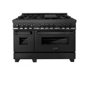 ZLINE 48 in. 6.0 cu. ft. Legacy Dual Fuel Range with Gas Cooktop and 2 Electric Ovens in Black Stainless Steel with 6 Brass Burners (RAB-BR-48)