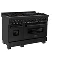 ZLINE 48 in. 6.0 cu. ft. Legacy Dual Fuel Range with Gas Cooktop and 2 Electric Ovens in Black Stainless Steel with 6 Brass Burners (RAB-BR-48)