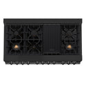 ZLINE 48 in. 6.0 cu. ft. Legacy Dual Fuel Range with Gas Cooktop and 2 Electric Ovens in Black Stainless Steel with 6 Brass Burners (RAB-BR-48)