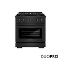 ZLINE 30 in. 4.2 cu. ft. Paramount Dual Fuel Range with 4 Burner DuoPro™ Cooktop and Electric Convection Oven in Black Stainless Steel (PSDRB-30)