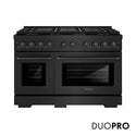 ZLINE 48 in. 6.7 cu. ft. Paramount Dual Fuel Range with 8 Burner DuoPro™ Cooktop and Dual Ovens in Black Stainless Steel (PSDRB-48)
